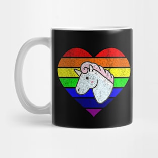 Rainbow Heart Unicorn - lgbt pride Mug